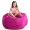Creative QT Stuff ’n Sit Extra Large 38’’ Bean Bag Storage Cover for Stuffed Animals & Toys, Giant Beanbag Chair for Kids Ages 3-14, Bedroom Organizer for Easter, Hot Pink Corduroy